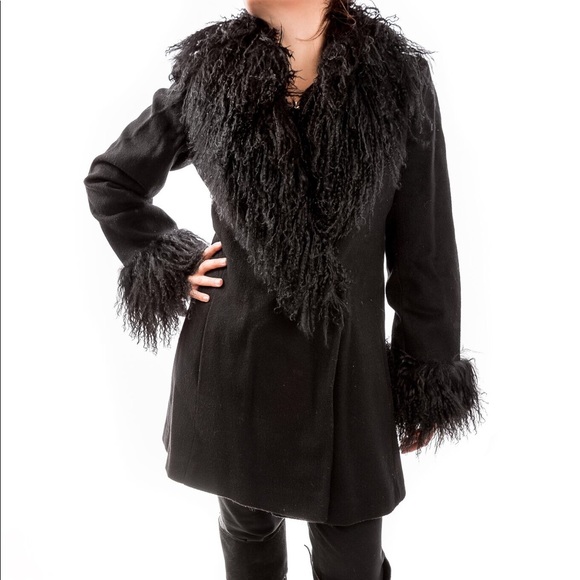 Jackets & Blazers - Black fur trench coat